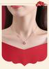 Tichya Four-Leaf Clover Necklace In Sterling Silver with Rose Gold and Red Agate Pendant for Women.