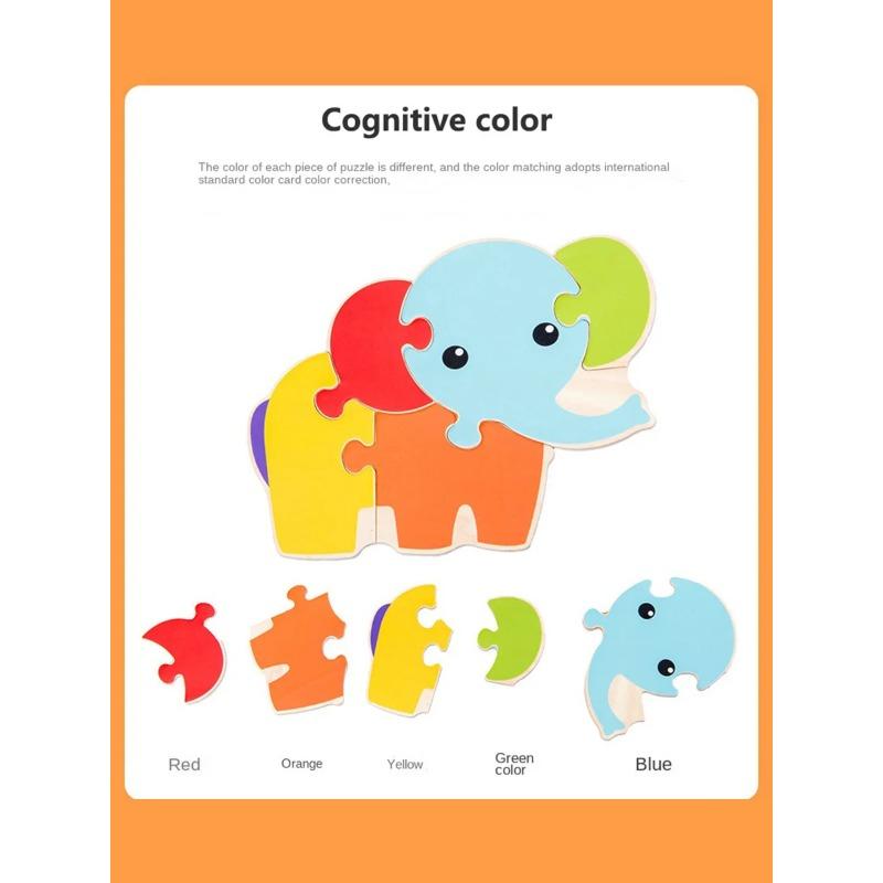1 Stück Holzpuzzle Kinder Montessori Spiele Cartoon Tier Fahrzeug Puzzles für Kinder Lernen Lernspielzeug