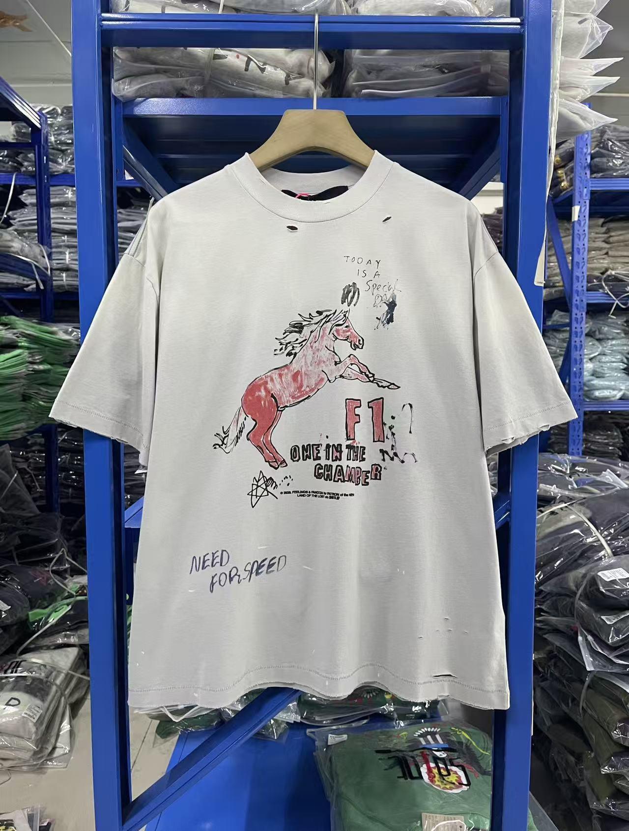 Logo Washing Water T-Shirt For Men And Women With The Same Style S