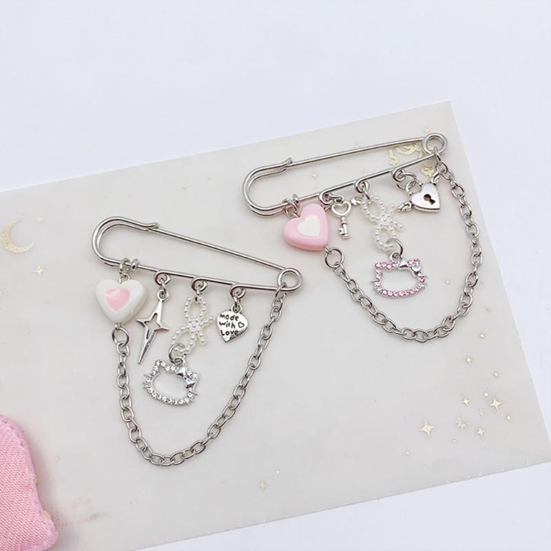Sweet Pin Clothing Jewelry Sweater Shawl Clip Decorative Chain Pin Alloy Material Clasp Pin Lapel Pin for Daily Party