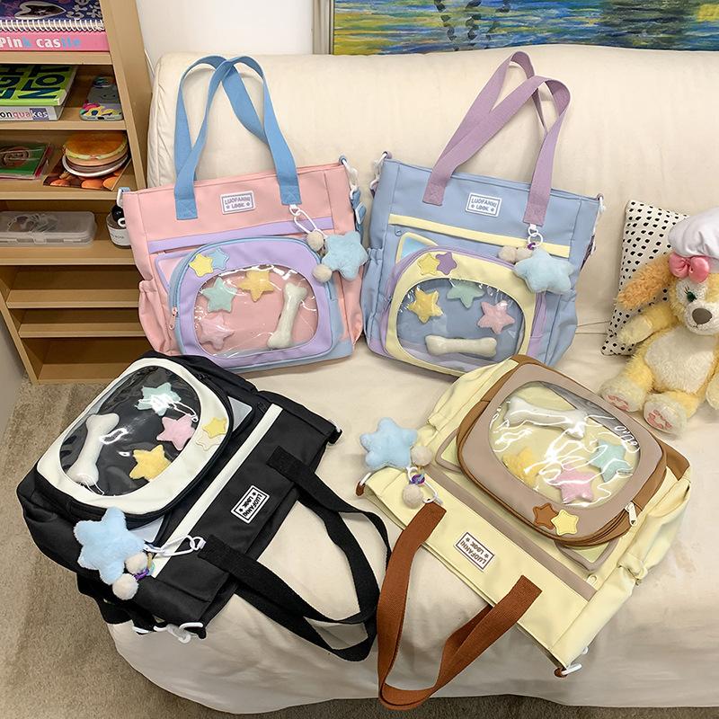 Torba crossbody damska przezroczysta torebka duża pojemność studencka torba na ramię