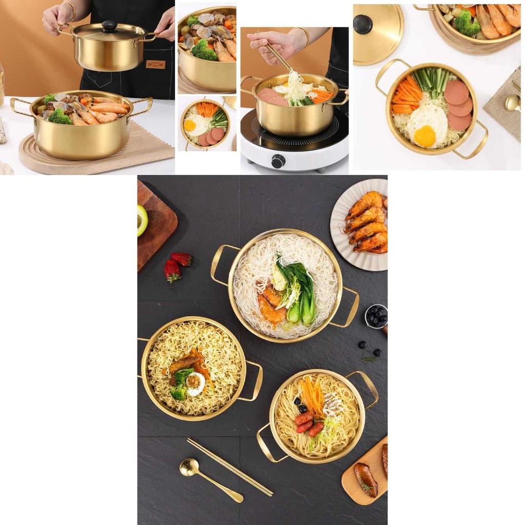 Ramen-Topf mit Deckel und Doppelgriffen aus Edelstahl für die Heimküche