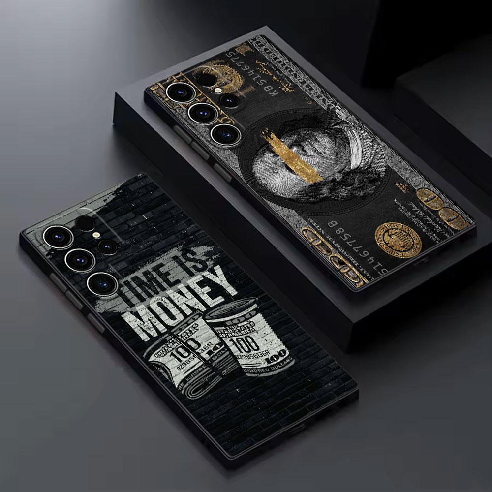 Black Dollar Time is Money Phone Case For Samsung Galaxy S26 Ultra Cases S25 FE S24 S23 S21 Ultra S20 S24 FE S22 S26 Plus Cover