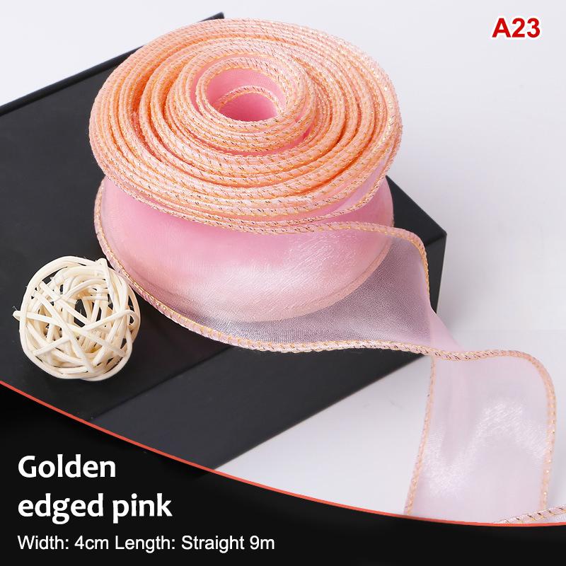 10Yards Organza Solid Color Ribbon 4Cm Wavy Edge Ribbon For For Flower Bouquet Gifts Packaging Party Decorations Diy