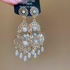 Bohemian ethnic style crystal fringed earrings stud earrings personalized design sense niche earrings women