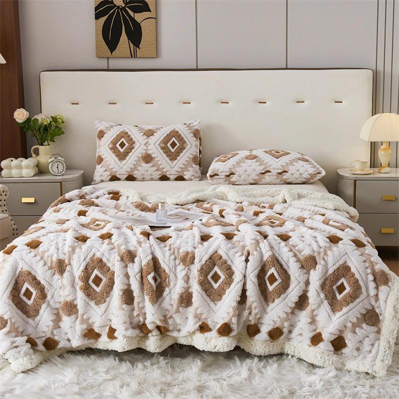 Bohemia Warmth Thickened Jacquard Blanket Autumn Winter Creative Geometric Pattern Sofa Blankets Keep Warm Plush Nap Comforter