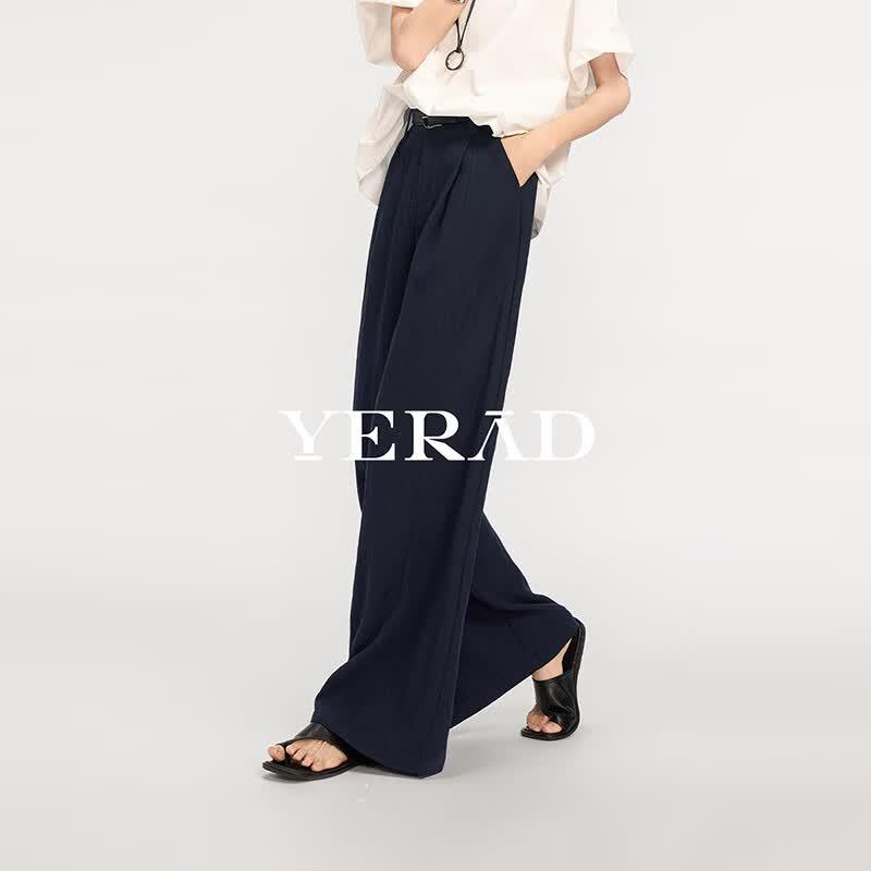 YERAD Women s Tencel Linen Blend Straight Wide-Leg Pants 30