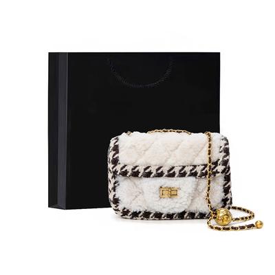 New Small Fragrance Chain Plush Bag Shoulder Bag Crossbody Bag Women's Birthday Gift Length 19cm High 12cm Wide 7cm