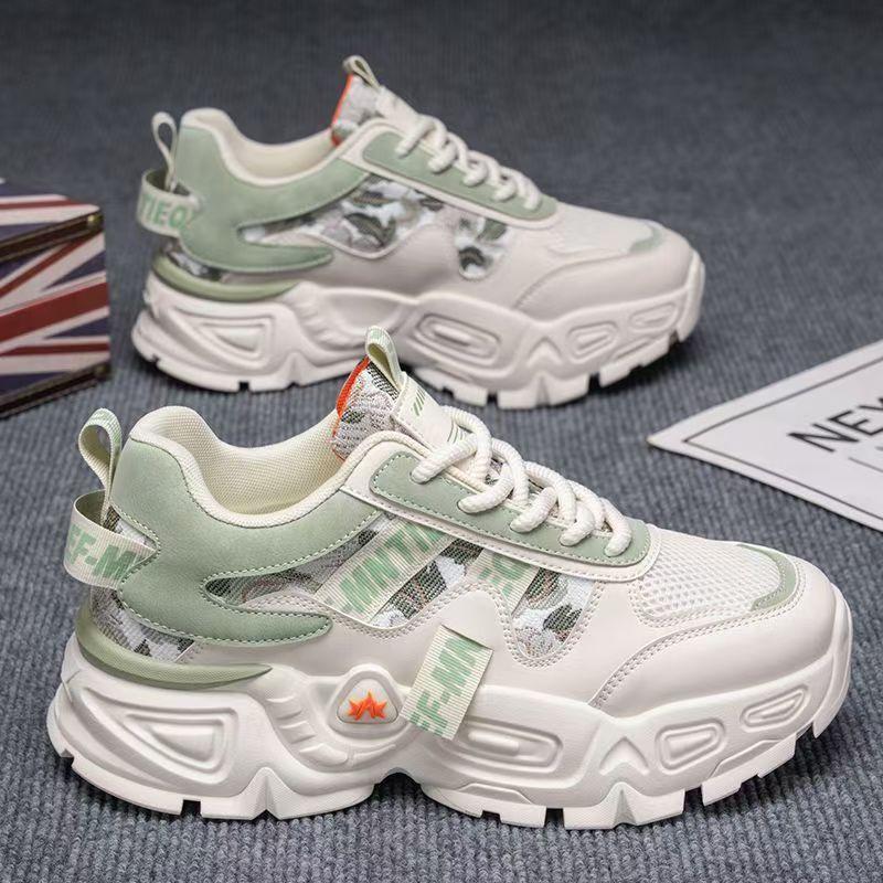 

Men s sports single shoes spring and summer mesh breathable youth sports and leisure thick-soled trendy shoes soft-soled dad shoes 44