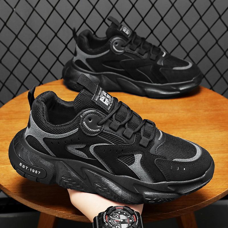 Modne męskie trampki oddychające sznurowane buty codzienne dla mężczyzn Modne grube podeszwy wygodne tenisówki męskie miękkie buty do biegania tenis