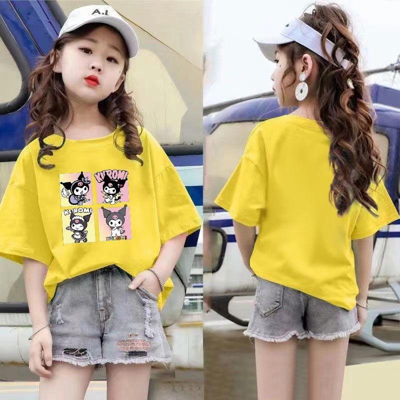 Summer girls' short sleeved T-shirts, girls' clothing Kuromi tops, baju budak perempuan girls' T-shirts, girls' shirts