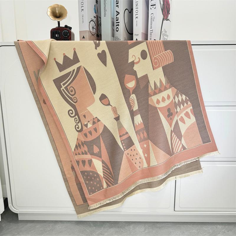 New scarf women's winter poker thickened warm fringed shawl trendy girl scarf student