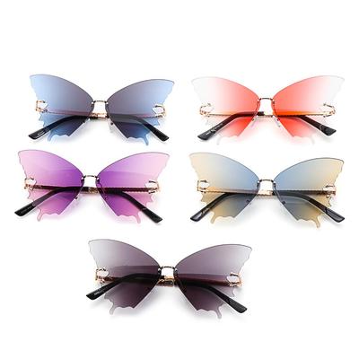 Women Eyewear Metal UV Protection Butterfly Sunglasses Retro Sun Glasses Rimless Sunglasses