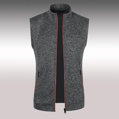 2025 Outono/Inverno Novo Colete Masculino com Zíper Tricô em Lã Ajuste Slim Cardigan