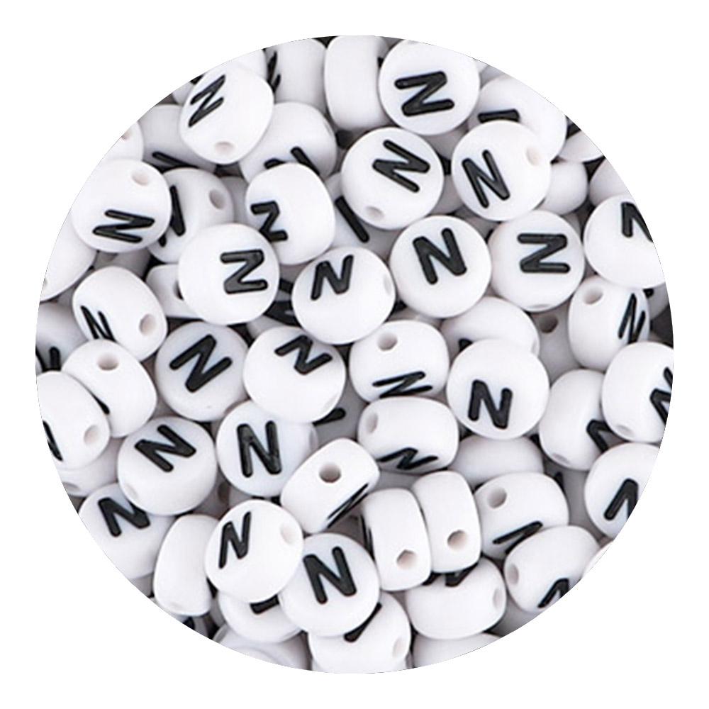 50/100/200pcs/Lot 7x4mm White A-Z Round Alphabet Acrylic Letters Beads Loose Spacer For Jewelry Making DIY Bracelet Accessories