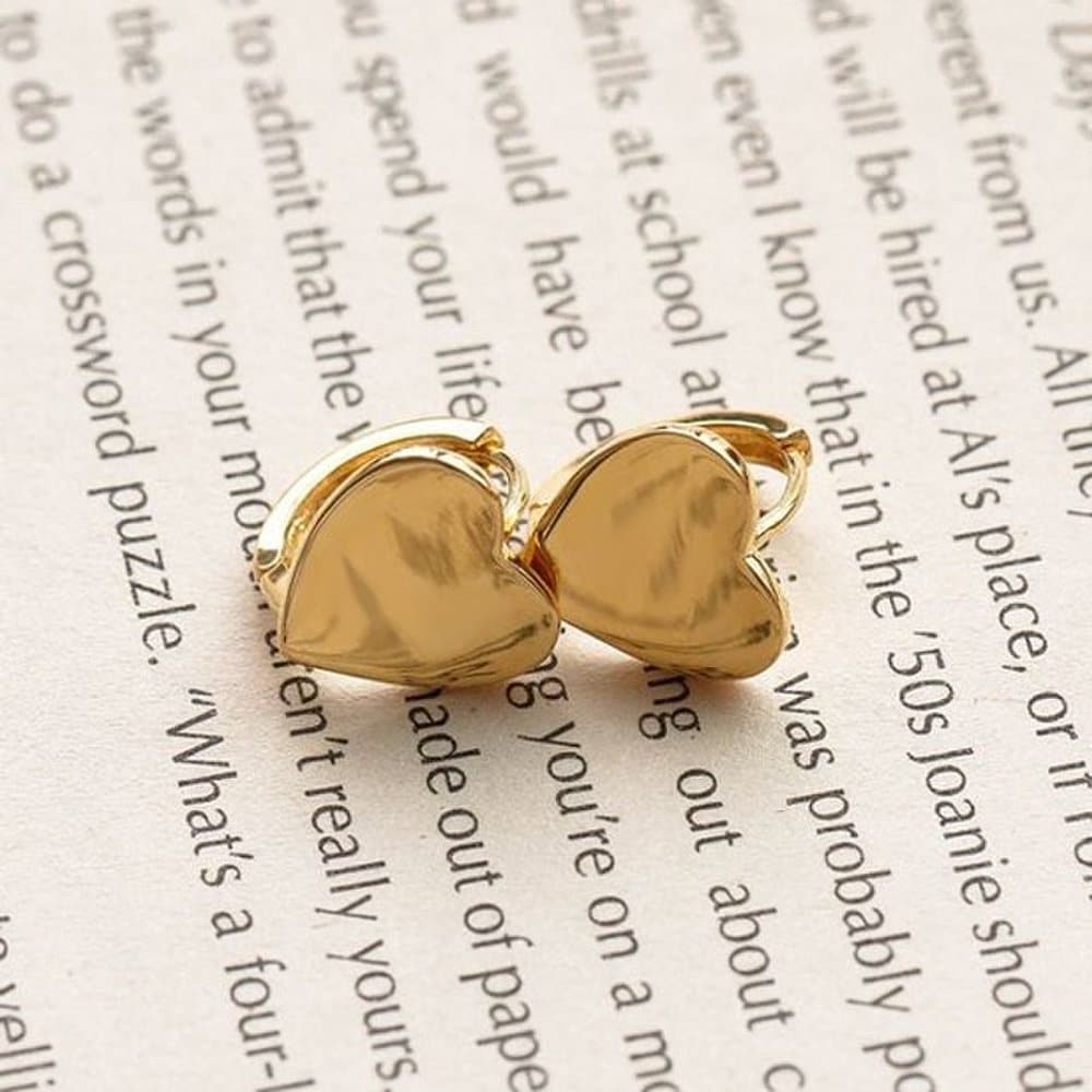 (Silver) Shine Gloss Ring Earrings, Ring Earrings, Heart Earrings, Round Earrings, Silver Heart Earrings