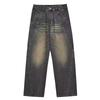 American Washed Old Wide-leg Jeans Men's Autumn and Winter Trendy High Street Loose Drape Straight Mopping Long Pants