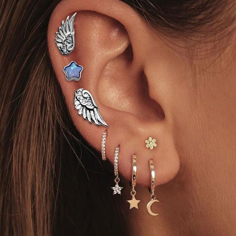 Lightweight Comfortable Star Angel Wing Studs Earrings Stylish Ear Accessories for Daily Wear Travel and Gifting