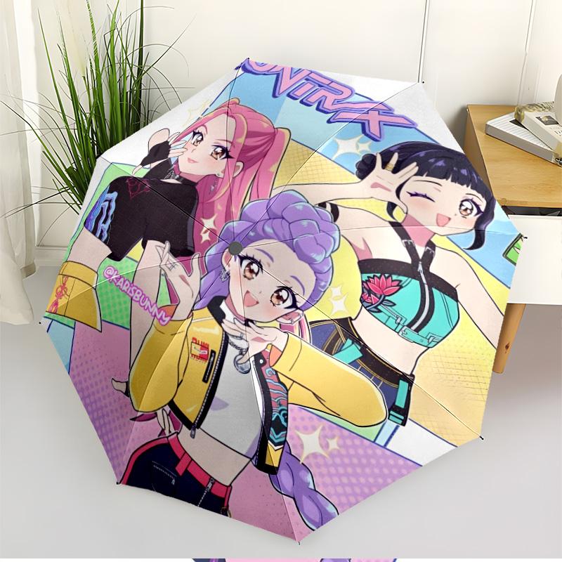KPop Demon Hunters Print Automatic Open Close Umbrella, Portable Foldable Umbrella, for Outdoor Commute Camping Trip, Ideal Birthday Gift
