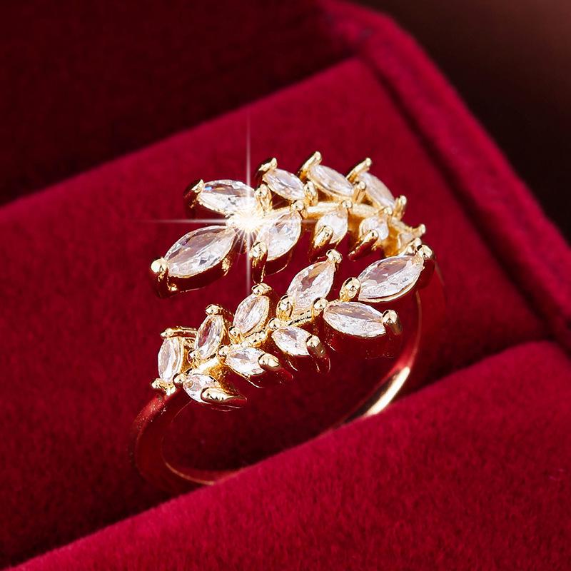 Elegant Wheat Ear Adjustable Copper Ring Open Adjustable