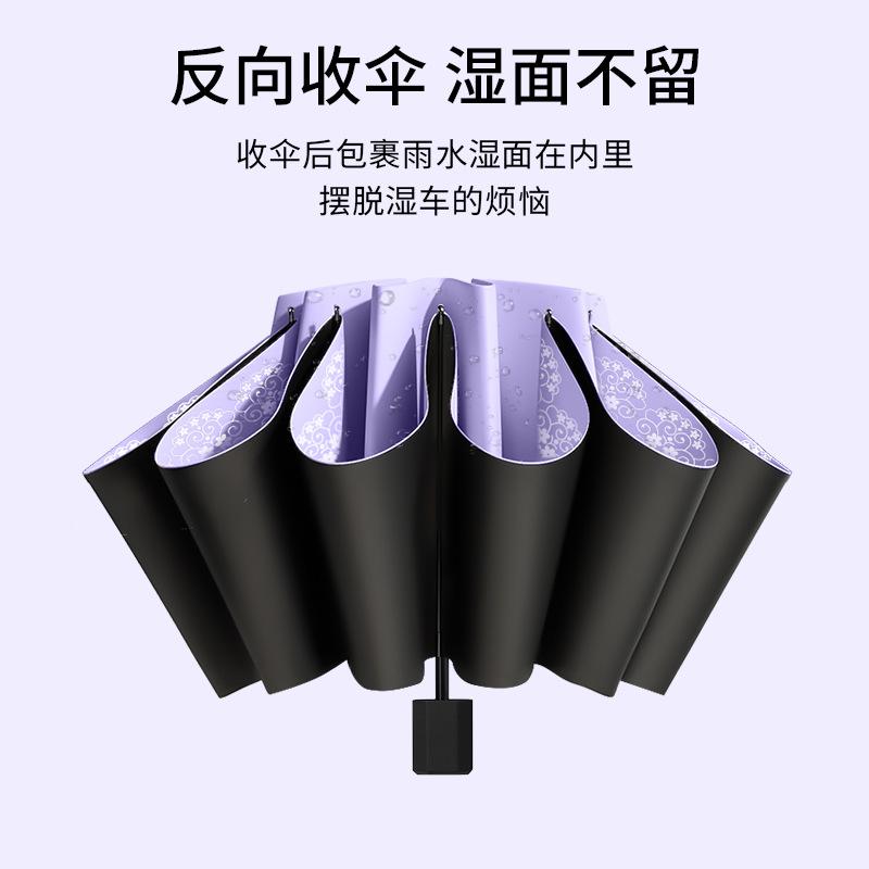 10 bone vinyl umbrella small fresh double large sunscreen umbrella manual reverse folding