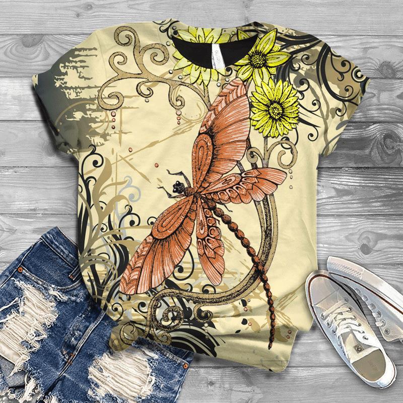 Dragonfly Trendy Men's Short Sleeved 3D T-shirt Style Casual 3D Men's T-shirt