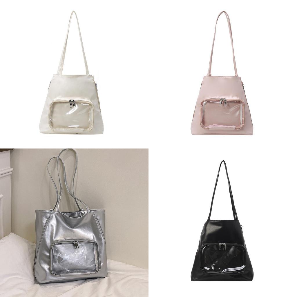 Clear Tote Bag Women Large Capacity Pu Fashion Casual Shoulder For Daily Use