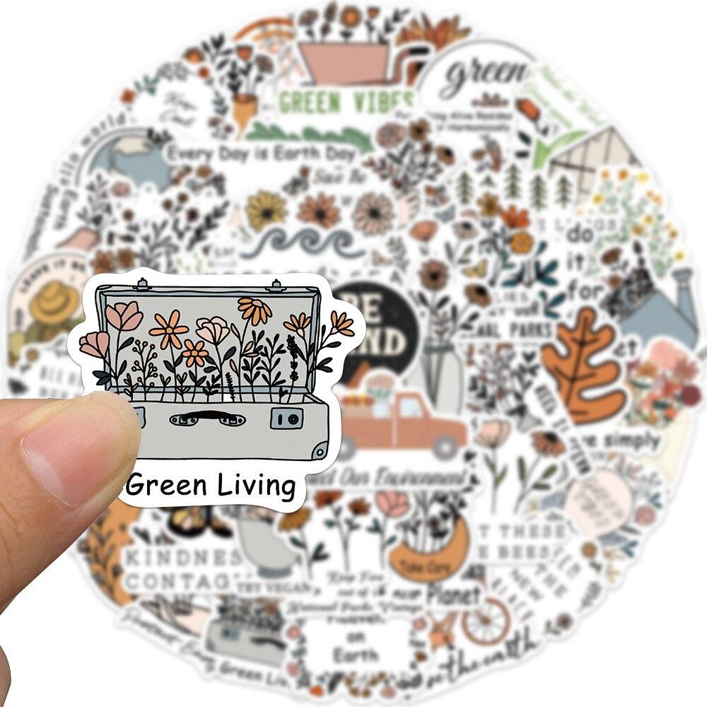 10/50 st ins Blommkonst Motiverande Klistermärken Miljöskydd Graffiti Klistermärken för DIY Bagage Laptop Skateboard Motorcykel Cykel Klistermärke