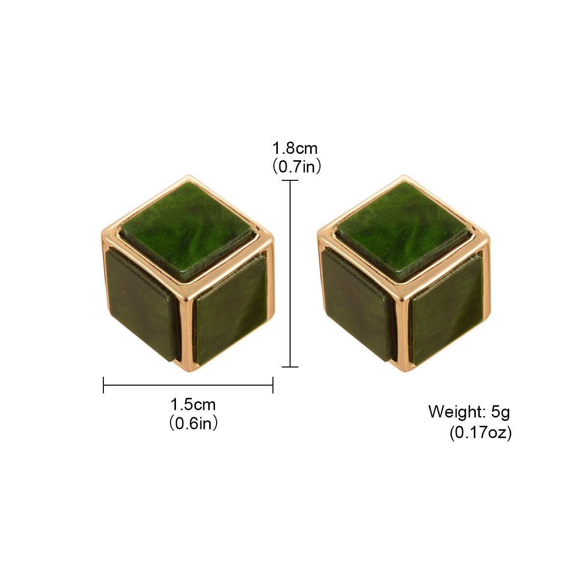 Black gold square three-dimensional earrings multi-color simple ins high-end summer drip oil design earrings niche high-end sense