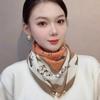 Magnetic buckle cotton and linen small square scarf silk scarf women's spring and autumn versatile neck protection scarf triangular scarf new warm sca