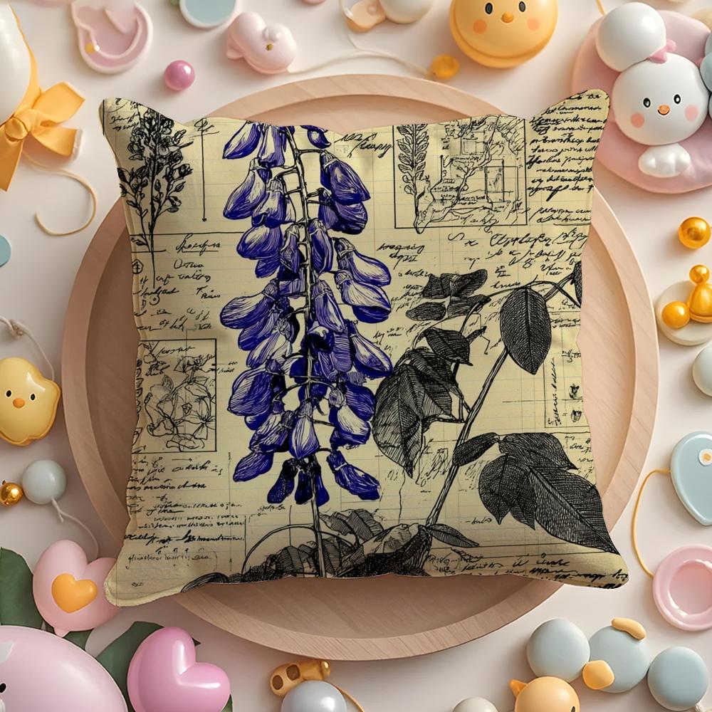 Wisteria Magazine Print Pillow Case Soft Plush Fabric DoubleSided Printed Cushion Cover Warm Winter Sofa Pillow Case