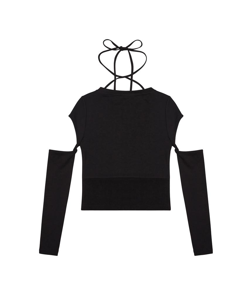 LUVISTRUE Ch Button Layered Tee(Black)