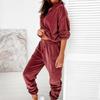 1 Set Sweatshirt Sweatpants Solid Color Elastic Cuff Autumn Winter Thick Warm Pullover Pants for Daily Wear