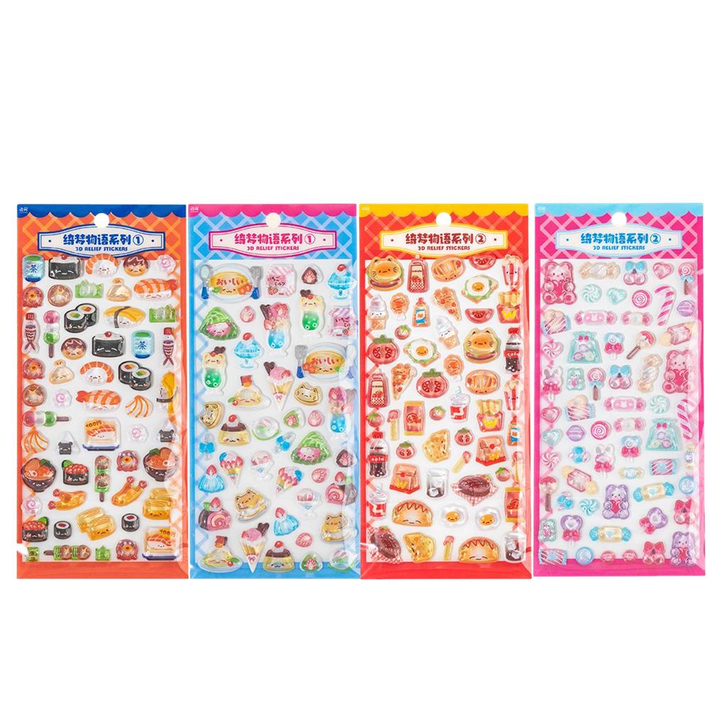Japanese Style Mini 3D Sushi Candy Stickers - Kawaii Embossed Resin Decals - DIY Scrapbook Stationery Birthday Party Supplies