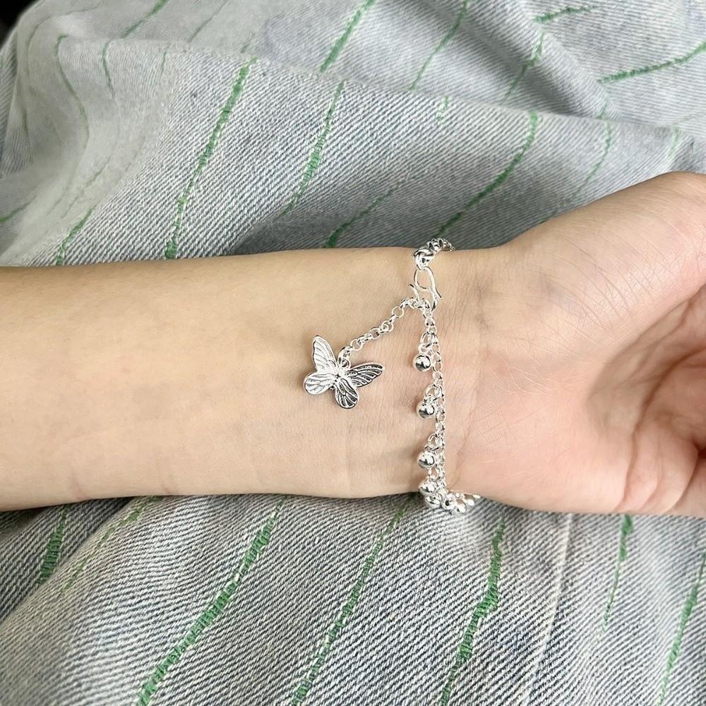 Sweet Beaded Bracelet Zinc Zinc Alloy Simple Bracelet Bangle Butterfly Pendant Bracelet  Daily