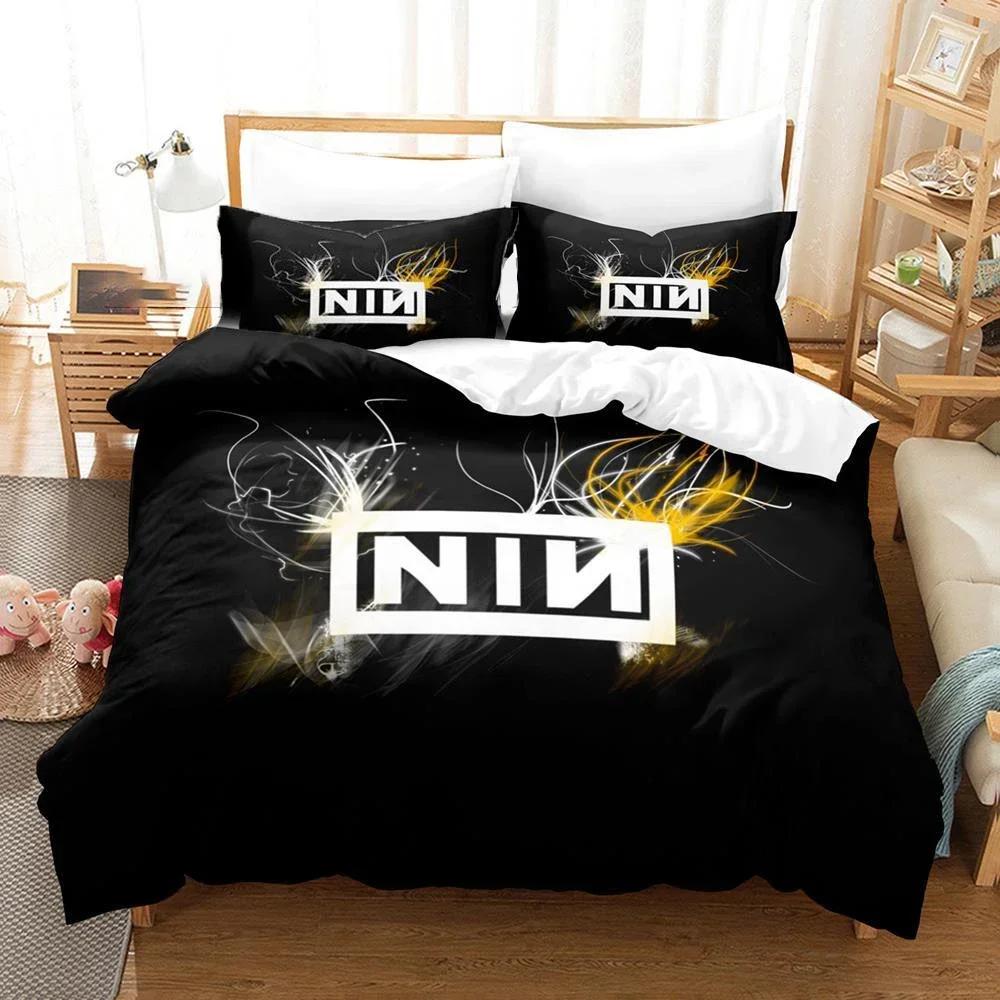 3D Printed Nine Inch Nails NIN Comfortable Duvet Quilt Cover Pillowcase Bedding Set Children Bedroom Decoration Home Textile