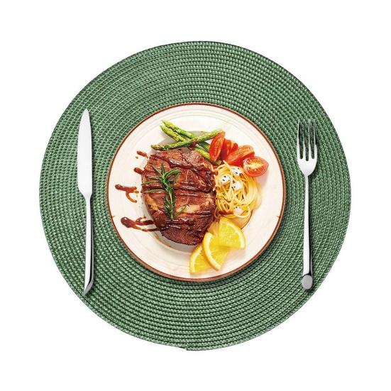 Round Placemats for Dining Table Woven Heat Insulation Pad 30cm зелёный