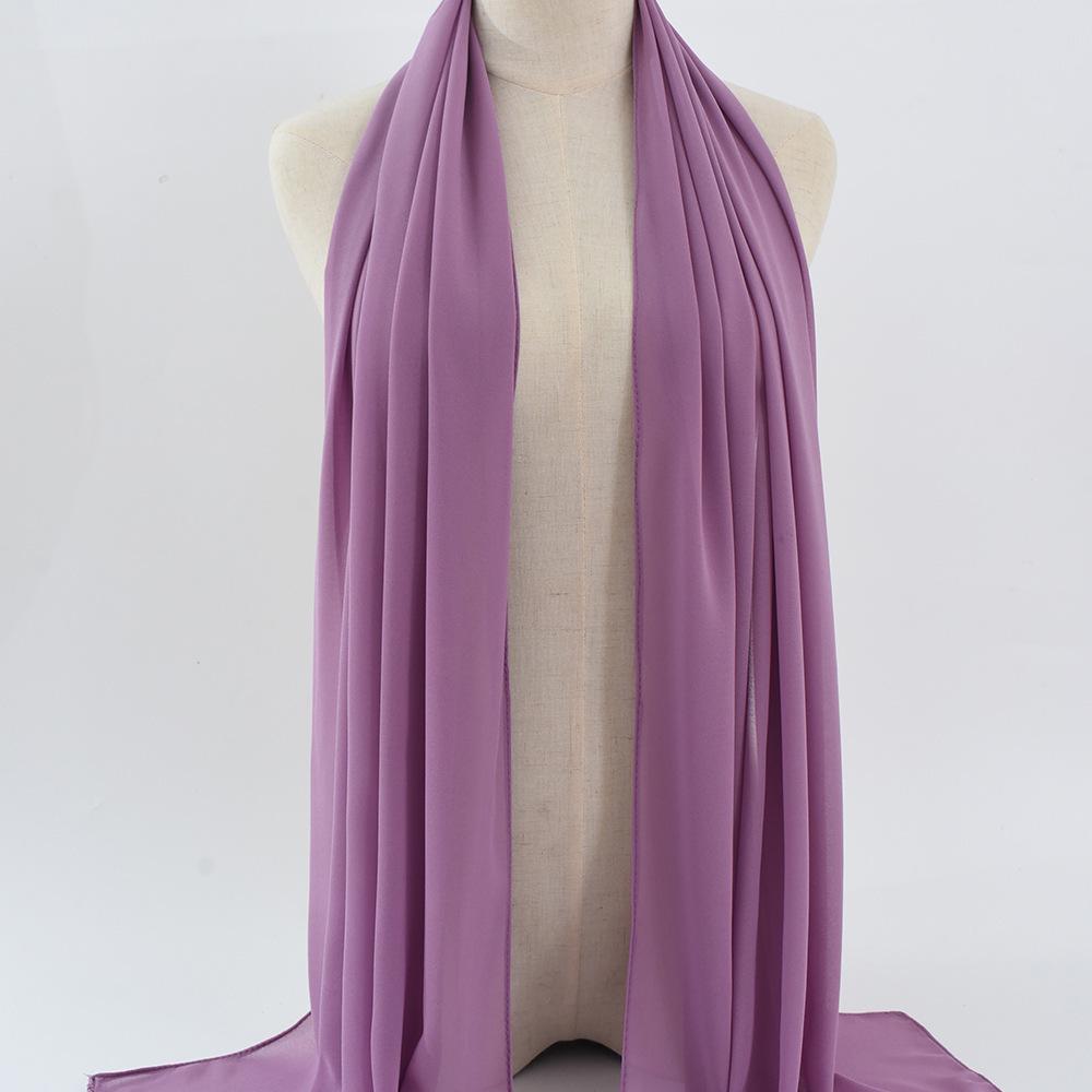 Damen einfarbiger Perlen-Chiffon-Bubbleschal, langer Seiden-Kopfschal, 70x180cm, nahöstlicher Stil