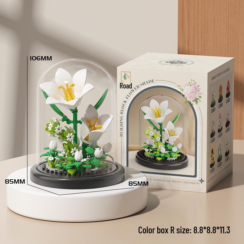 Preserved Flower Bonsai & Rose Succulent Building Blocks - Compatible with LEGO