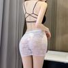 Women See Through Sexy Nightclub Mini Long Wrap Hips Skirt Female Hollow Lace Black Pleated Skirts for Women Summer