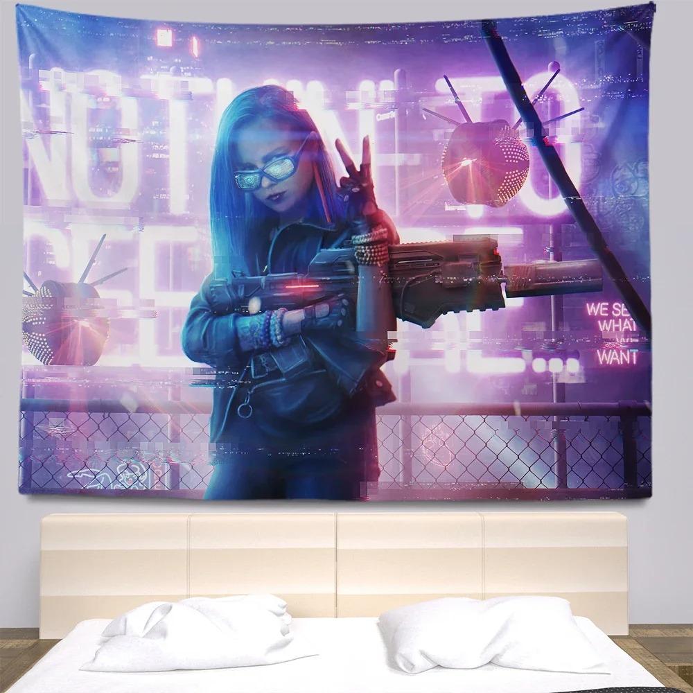 Киберпанк аниме декоративный гобелен домашний декор стены офис гостиная гобелен 100x75cm