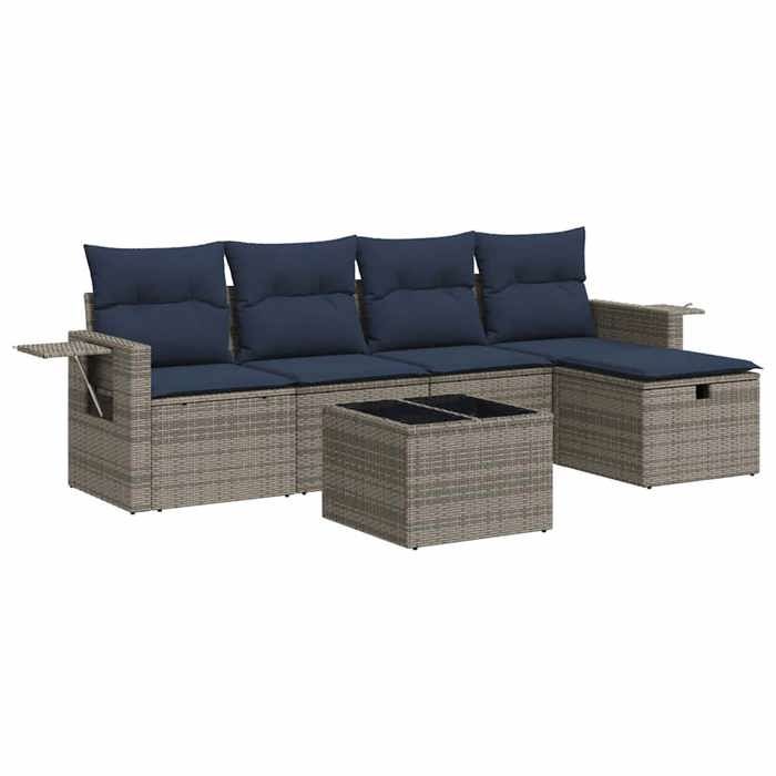 VidaXL Salon de jardin 6 pcs avec coussins gris résine tressée 3325477