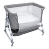 Berço de Bebê Berço de Cabeceira 3 em 1 Cama de Recém-nascido com Grande Curvatura Altura do Berço Ajustável Berço Móvel ao Lado com Mosquiteiro (Cinzento) Criança