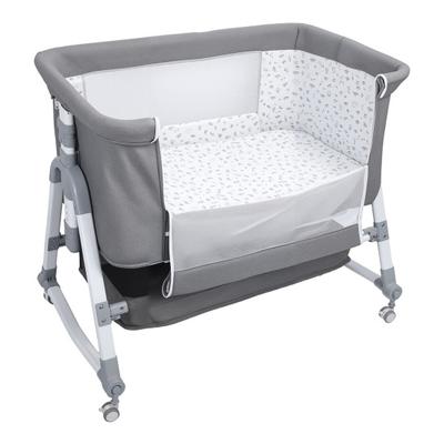Babysäng Sängsäng 3 i 1 Korg med Stor Krökning Höjdjusterbar Korg Flyttbar Bredvid Myggnät (Grå) Småbarn