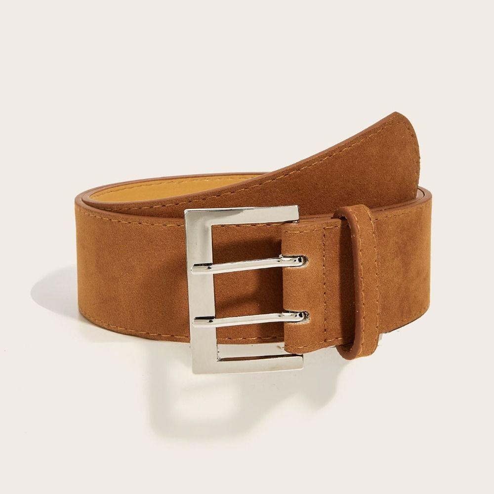 Trendy Suede Leather Wide Belt Maillard Styles Business Waist Strap Pin Buckle Waistband  Gifts