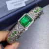 2025 Sparkling Retro Emerald Women's Bracelet Elegant Proposal Banquet 925 Silver Jewelry Accessories