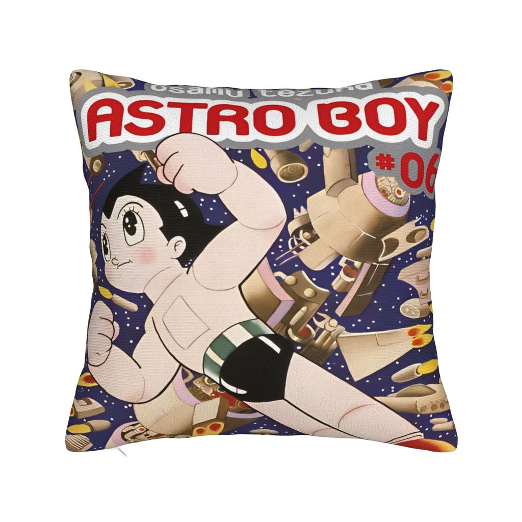 Astro Boy Square Pillow Cases Vintage Anime Childhood Manga Cushion Covers Zipper Decorative Pillowcover For Sofa