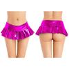 Womens Metallic Shiny Pleated Miniskirt Low Rise Skirt Nightclub Dance Performance Costume