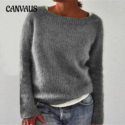 Autumn and Winter Women s Sweater Solid Color Cozy Casual Knit Top S
