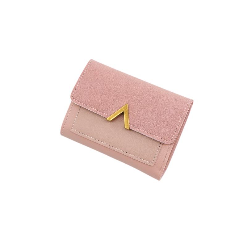 Fashionable Korean-style Women's Wallet With Metal Elements, 2 Folds And Convenient Cover-opening Design